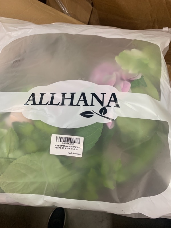 Photo 3 of ALLHANA Summer Wreath for Front Door Purple Flowers Green Leaves, 16-18 Inch Artificial Hydrangea Spring Wreaths for All Seasons Farmhouse Home Wedding Party Wall Window Decor
