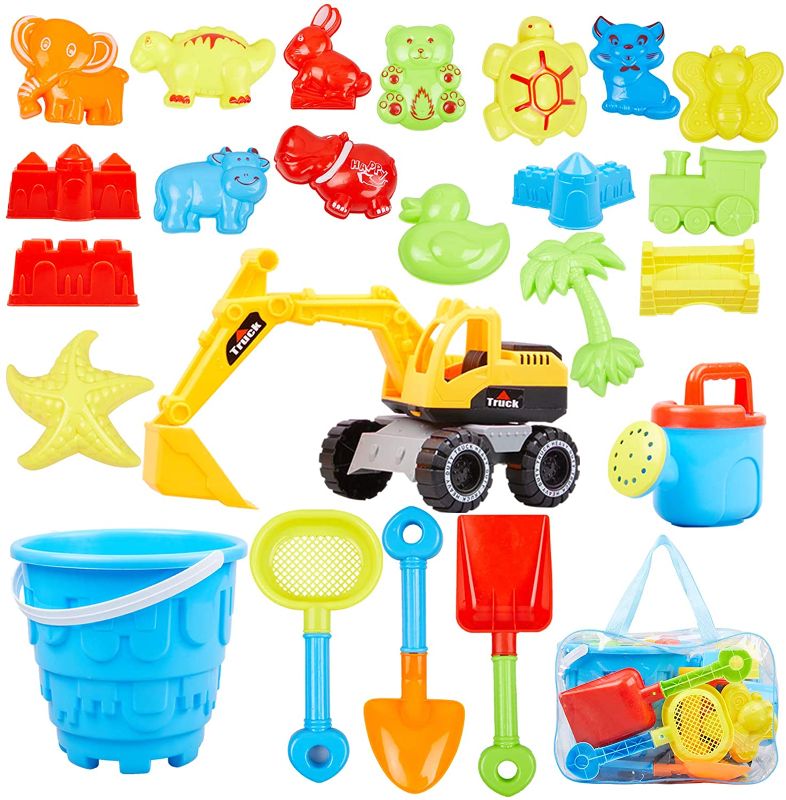 Photo 1 of Ayukawa 23 Pcs Beach Sand Toys ,Castle,Excavator,Watering can, Mold, Shovel,Outdoor Tool Kit for Kids, Toddlers