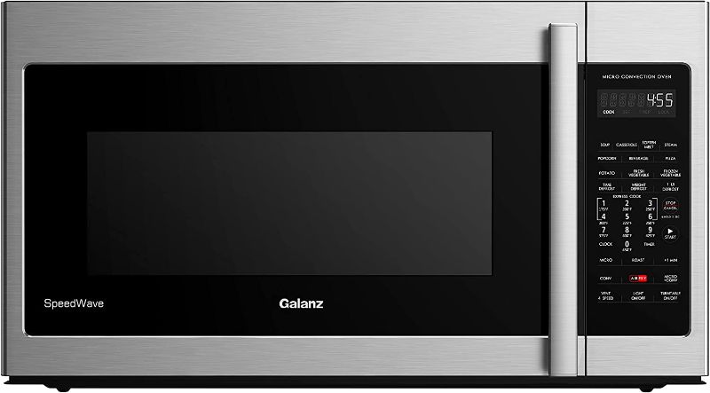 Photo 1 of *previously opened*
Galanz GLOMJB17S2ASWZ-10 30" SpeedWave Over The Range Microwave Oven, True Convection & Sensor Technology, Air Fry & Steam Cooking, Stainless Steel, 1.7 Cu Ft, Cu.Ft, 17.87 x 29.87 x 16.87 inches


