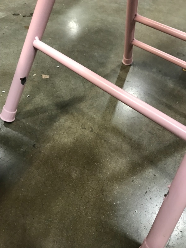Photo 3 of *USED*
*MISSING bottom foot bar, SEE last picture* 
Trademark Home Folding Stool – Heavy Duty 24-Inch Collapsible Padded Round Stool with 300 Pound Capacity for Dorm, Pink
