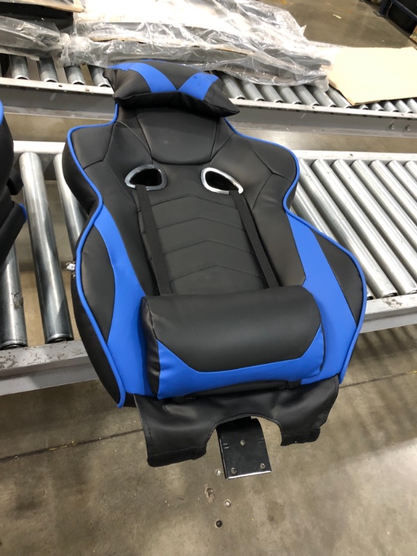 Photo 2 of *previously opened*
*MISSING other pillow*
RESPAWN RSP-110 Racing Style Gaming, Reclining Ergonomic Chair with Footrest, Blue, 28.50" D x 26.75" W x 48.50" - 51.50" H	
