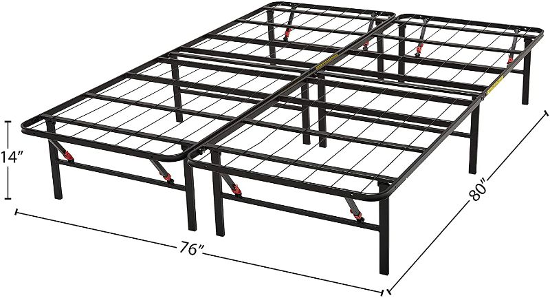 Photo 1 of *USED*
Amazon Basics Foldable, 14" Black Metal Platform Bed Frame with Tool-Free Assembly, No Box Spring Needed - KING
