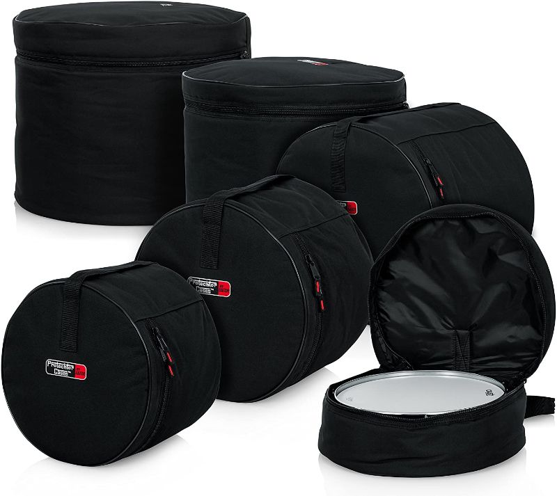 Photo 1 of Gator GP-STANDARD-100 5-Piece Standard Drum Set Bags, Kick Drum - 22” x 18”, Tom - 12” x 10”, Tom - 13” x 11”, Floor Tom - 16” x 16”, Snare Drum - 14” x 5.5”