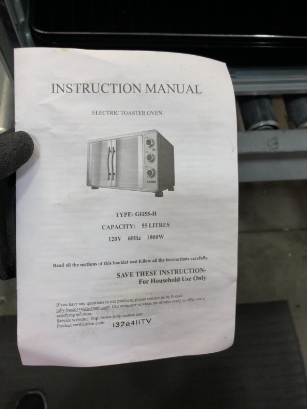 Photo 5 of *USED*
*SEE last picture for damage*
LUBY Large Toaster Oven Countertop, French Door Designed, 55L, 18 Slices, 14'' pizza, 20lb Turkey, Silver, 22.04 x 16.14 x 14.37 inches
