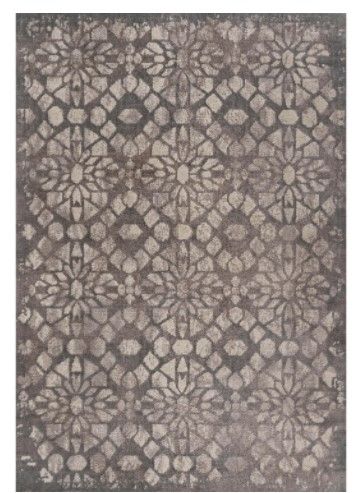 Photo 1 of *lightening makes color look different in person* 
JONATHAN Y Roma Ornate Geometric Tile Gray 4 ft. x 6 ft. Area Rug
