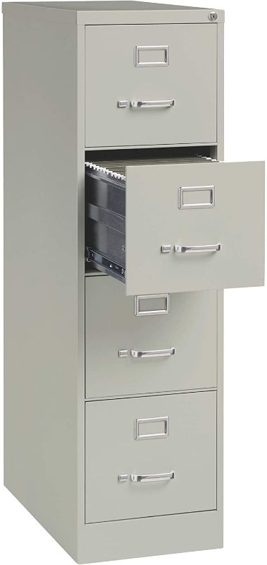 Photo 1 of *SEE pictures for damage*
Hirsh Industries Deep 4-Drawer Letter File Cabinet - Gray, 15in.W x 26 1/2in.D x 52in.H
