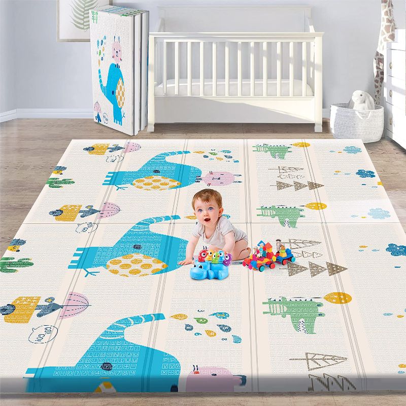 Photo 1 of *SEE last pictures for damage*
Gimars XL BPA Free 0.4 in Reversible Foldable Baby Play Mat, Waterproof Foam Floor Baby Crawling Mat, Portable Baby Playmat for Infants, Toddler, Kids, Indoor Outdoor Use (79 x71x0.4inch)
