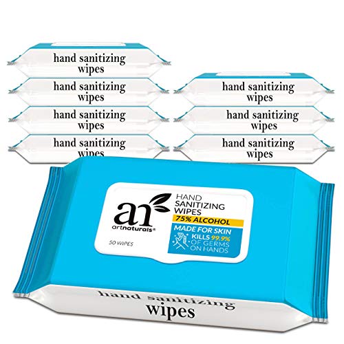 Photo 1 of artnaturals Cleansing Wipes - (8 Pack x 50CT), 75% Alcohol Hand Sanitizing, Unscented, Travel Size, Cleaning Wet Wipe, Disposable