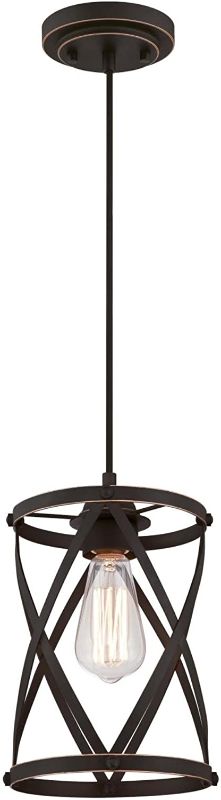 Photo 1 of Westinghouse Lighting 6362200 Isadora One-Light Mini, Oil Rubbed Bronze Finish with Highlights Indoor Pendant,
`