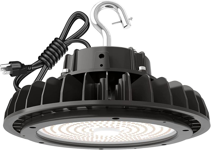 Photo 1 of LED High Bay Light 200W 30,000LM (150LM/W) ,5000k Daylight,1-10V Dimmable, 6.56’ Cable with 110V Plug, Hanging Hook,U-Shaped Bracket,Safe Rope, UL Listed Adiding High Bay LED Light
