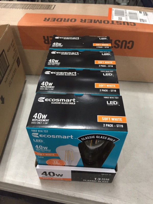 Photo 1 of 40-Watt Equivalent ST19 Antique Edison Dimmable Clear Glass Filament Vintage Style LED Light Bulb Soft White (8-Pack)