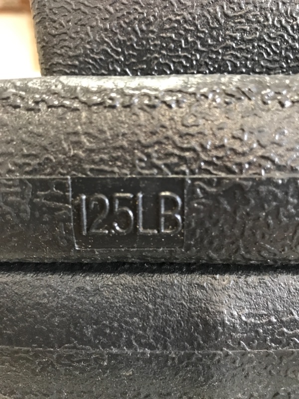 Photo 1 of 4 count 12.5 lb weight plates 
1 bar unknown weight 