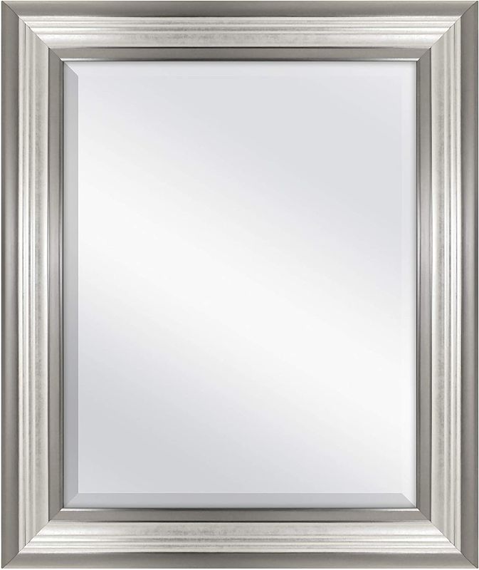 Photo 1 of 16x20 Inch Ridged Mirror, 21x25 Inch Overall Size, Silver 20578