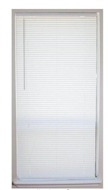 Photo 1 of White Cordless 1 in. Vinyl Mini Blind - 30 in. W x 64 in. L