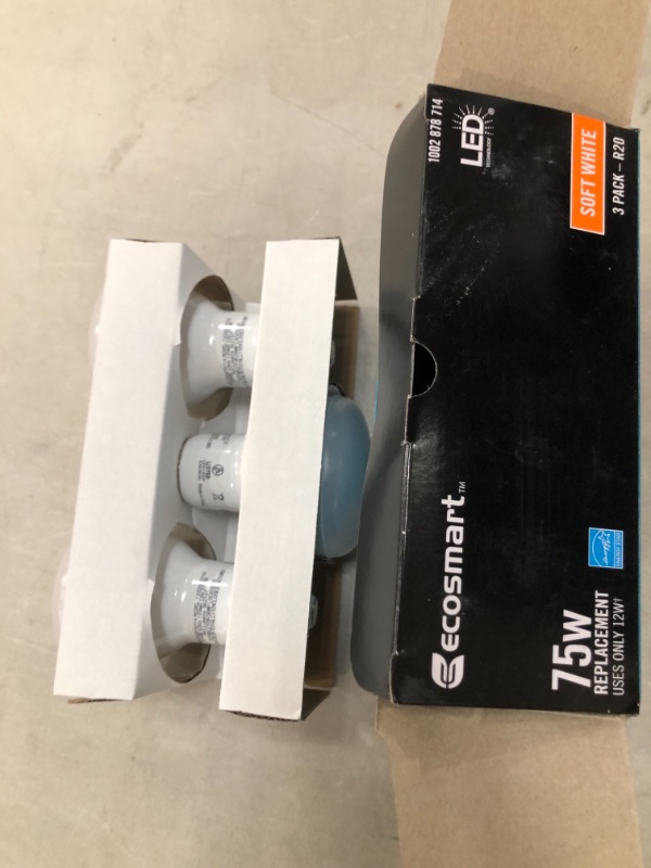 Photo 2 of EcoSmart 75-Watt Equivalent R20 Dimmable LED Light Bulb Soft White (3-Pack)
