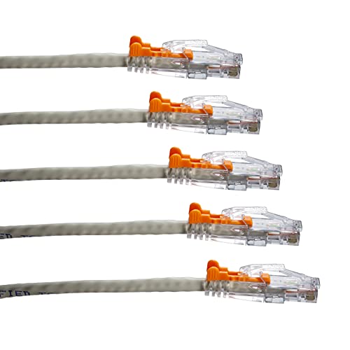 Photo 1 of NTW 5ft Lockable CAT6 Ethernet Cable, Net-Lock RJ45 Ethernet Network Patch Cable (UTP), Snagless, Light Grey (NL-U6KC005LG5O) + 10 Net-Lock Key Insert