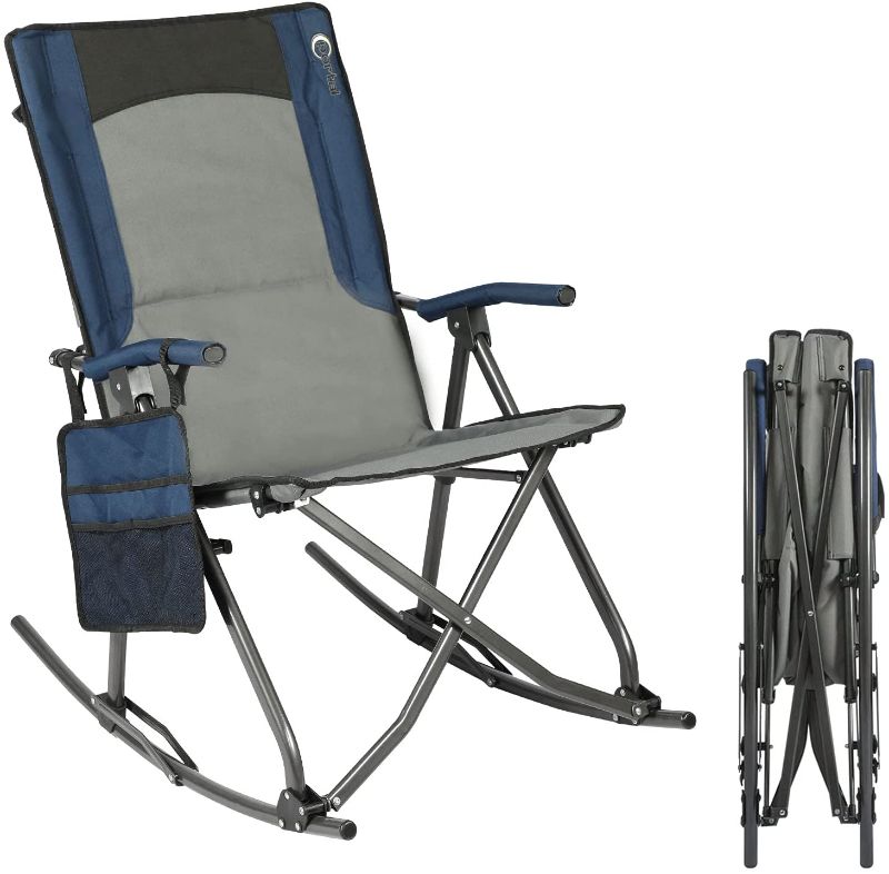 Photo 1 of 
PORTAL Oversized Quad Folding Camping Rocking Chair High Back Hard Armrest Carry Bag Included, Support 300 lbs, Black
Color:Blue