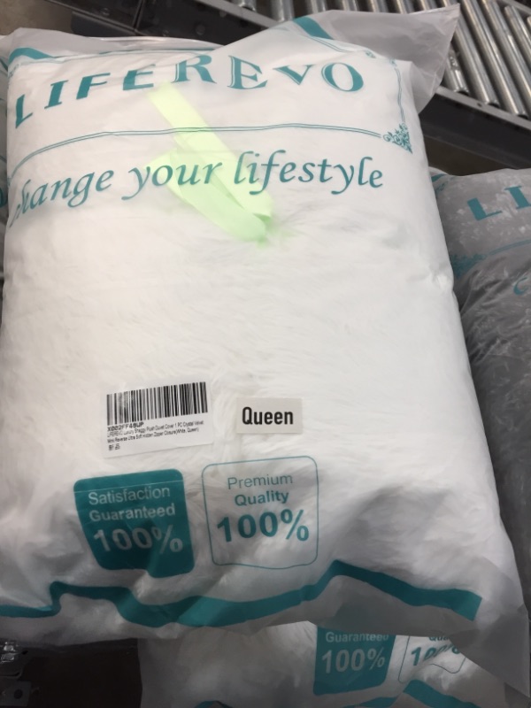 Photo 1 of 
LIFEREVO Luxury Shaggy Plush Duvet Cover 1 PC Crystal Velvet Mink Reverse Ultra Soft Hidden Zipper Closure (White, Queen)