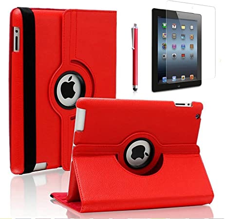 Photo 1 of iPad Pro 12.9 Case- Zeox iPad Pro 12.9 Cover 360 Degree Rotating Stand Case PU Leather Smart Protective Shockproof Auto Sleep/Wake for Apple iPad Pro 12.9" (2015 Model) Screen Protector, Red
