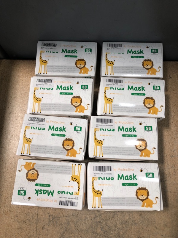 Photo 2 of 8 BOXES: 50 Pack kids Disposable Face Mask Children 3-Ply Face Masks with Elastic Ear Loops, Kids Disposable Face Masks

