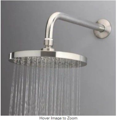 Photo 1 of 1-Spray 8 in. Single Wall Mount Fixed Shower Head in Brushed Nickel
