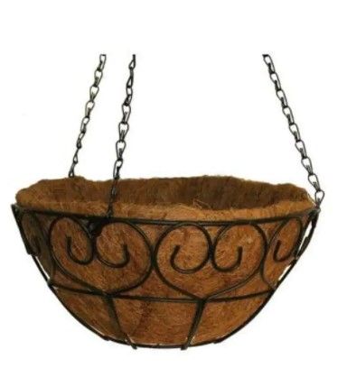 Photo 1 of 14 in. Metal Heart-Scroll Hanging Coco Basket SET OF 2
