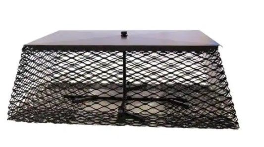 Photo 1 of 15 in. x 23 in. Galvanized Steel Adjustable Flue Guard Chimney Cap Spark Arrestor in Black
