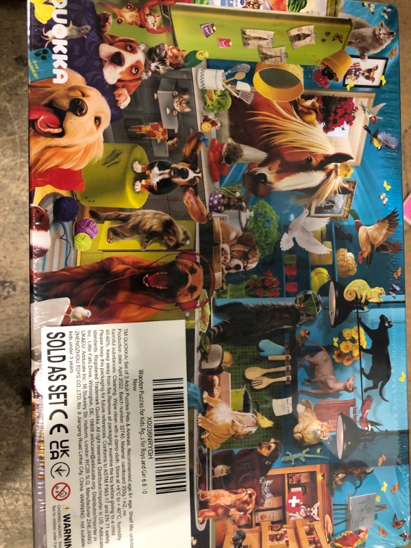 Photo 2 of 1000 Piece Jigsaw Puzzles for Adults - Set of 3 Puzzles for Men and Women by QUOKKA - Funny Animals for Kids Ages 8-12 and Up - Colourful Game with Cats Dogs Pets for Family
