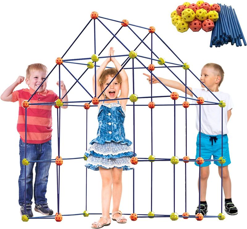 Photo 1 of ERONE Fort Building Kit for Kids,158pcs Forts Construction Builder Gift Toys for Boys and Girls Fort Building Set Play Tent Rocket Castle Indoor Outdoor
