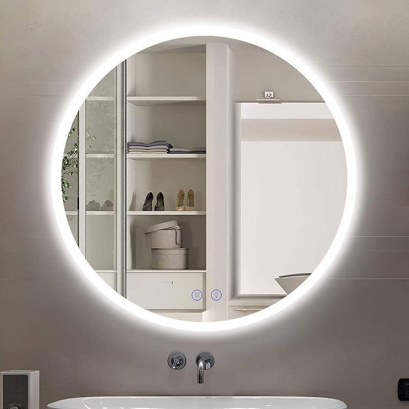 Photo 1 of 24 inch Round Led Bathroom Mirror Backlit Circle Vanity Mirror with Led Lights for Wall
