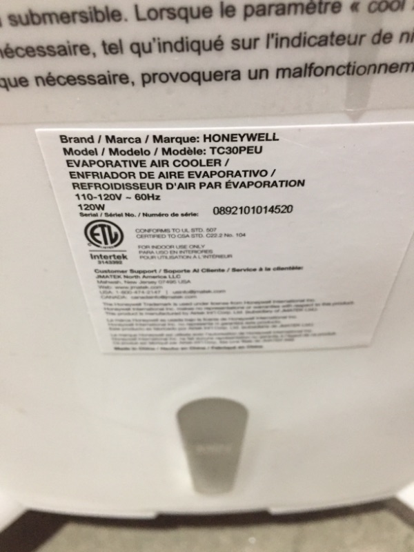 Photo 6 of Honeywell 470-588 CFM Portable Evaporative Tower Cooler with Fan, Humidifier & Remote, 43.5" TC30PEU, White
