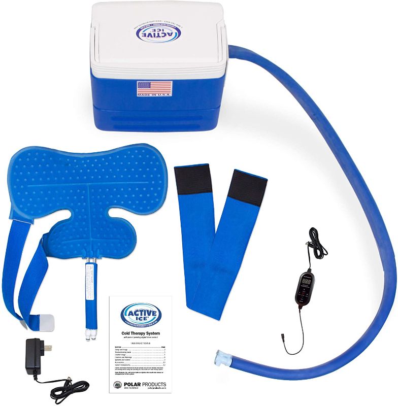 Photo 1 of Polar Active Ice 3.0 Cold Therapy Ice Machine System with Programmable Timer, Shoulder Compression Pad, Lightweight 9 Quart Cooler Freeze Kit, Quiet Pump, Strong Cyrotherapy Pain Relief and Treatment
