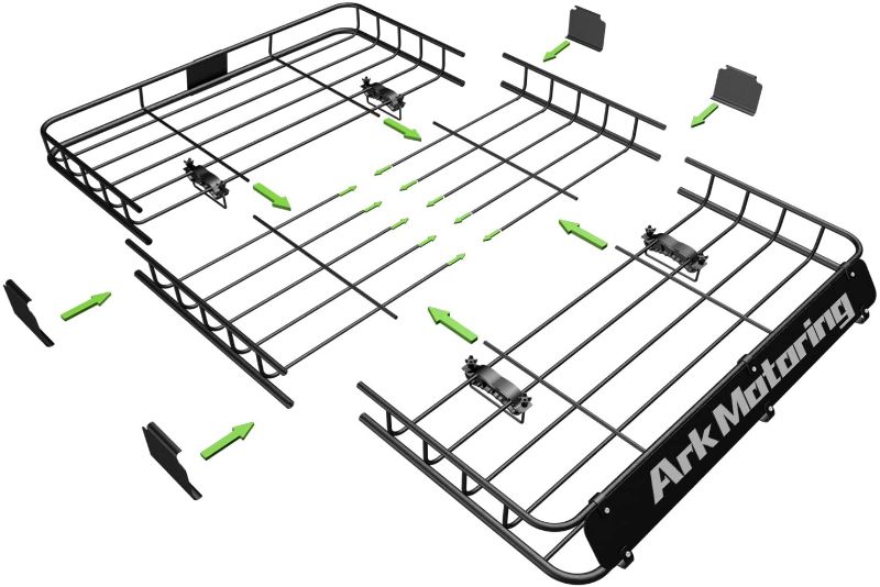 Photo 1 of Ark Motoring Roof Rack, 64"x 39" Rooftop Basket Cargo Carrier with Rack Extension, Tie Down Strap and Net, Black Steel
