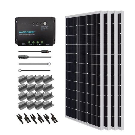 Photo 1 of Renogy 400W 12V Solar Panel Monocrystalline Off Grid Starter Kit with 30A Wanderer Charger Controller
