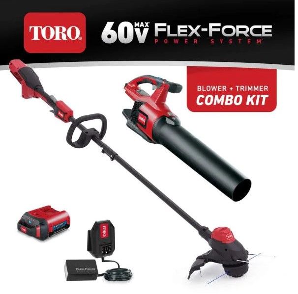 Photo 1 of 60-Volt Max Lithium-Ion Cordless String Trimmer and Leaf Blower Combo Kit (2-Tool), 2.0 Ah Battery and Charger Included
AS IS USED