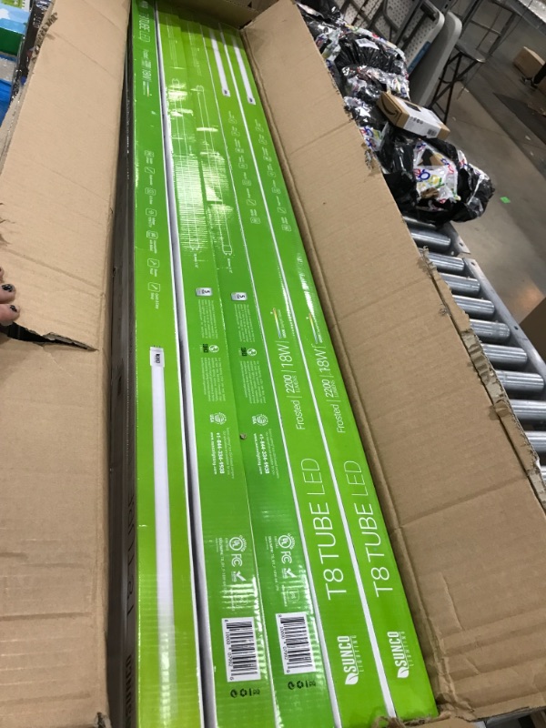 Photo 2 of Sunco Lighting 10 Pack 4FT T8 LED Tube, 18W=40W, Fluorescent, Frosted Cover, 6000K Daylight Deluxe, Single Ended Power (SEP), Ballast Bypass, Commerci
