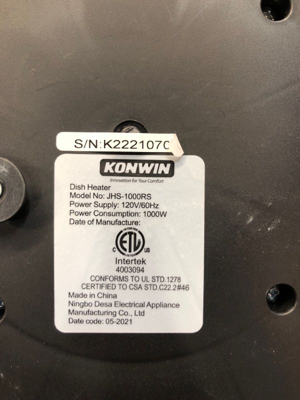 Photo 4 of Konwin Electrical Dish Heater