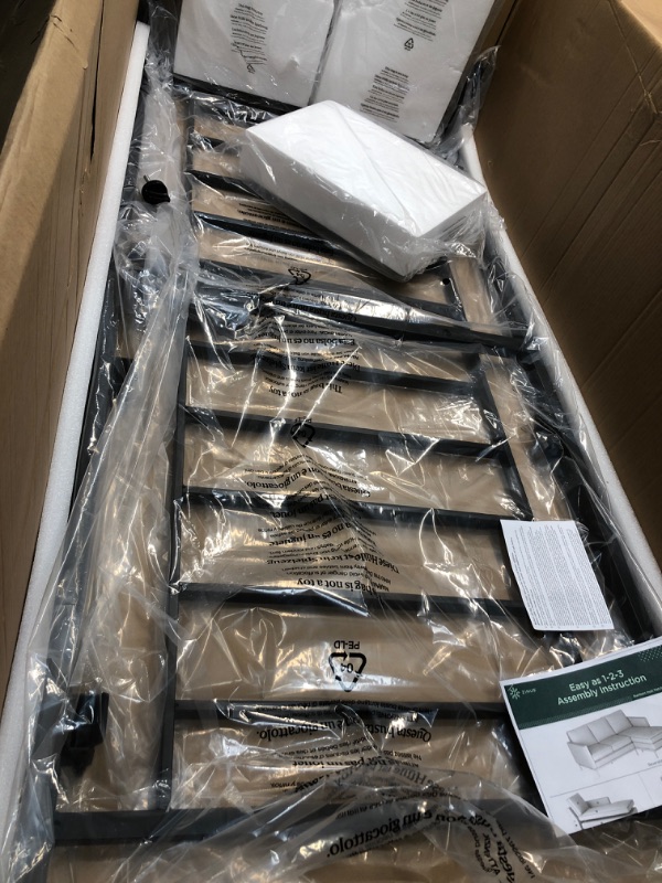 Photo 3 of NOT COMPLETE -- ZINUS Thompson Reversible Sectional Chaise / L-Shaped Sofa / Tufted Cushions / Green Tea Infused Foam Cushions / Tool-Free, Easy Assembly, Light Grey
