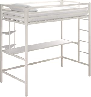 Photo 1 of **box 1 only** Novogratz 4370129N Maxwell Metal Twin Loft Desk & Shelves, White Bunk Beds,

