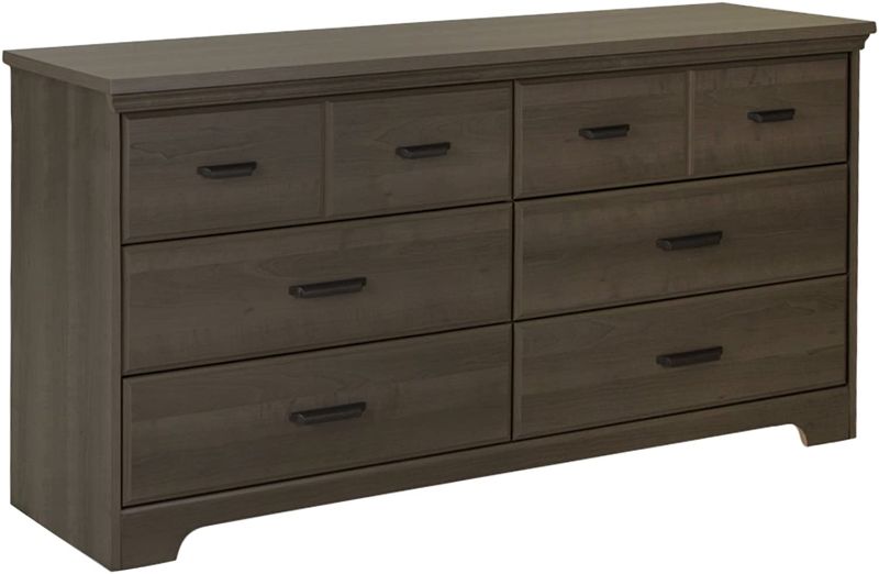 Photo 1 of **box 1 only**South Shore Versa Collection 6-Drawer Double Dresser, Gray Maple with Antique Handles
