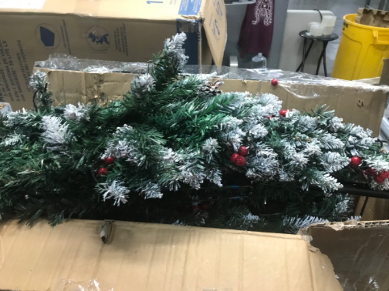 Photo 3 of **untested** Anbero Christmas Tree Pre Lit Artificial 6 ft Spruce Hinged Pine Party Decoration 350 LED Light Flame Retardant PVC Branches 8 Flashing Modes Metal Stand (6FT 350LEDs)
