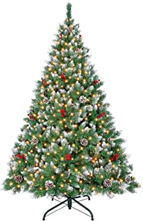 Photo 1 of **untested** Anbero Christmas Tree Pre Lit Artificial 6 ft Spruce Hinged Pine Party Decoration 350 LED Light Flame Retardant PVC Branches 8 Flashing Modes Metal Stand (6FT 350LEDs)

