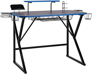 Photo 1 of Amazon Basics Gaming Computer Desk with Storage for Controller, Headphone & Speaker - Blue
