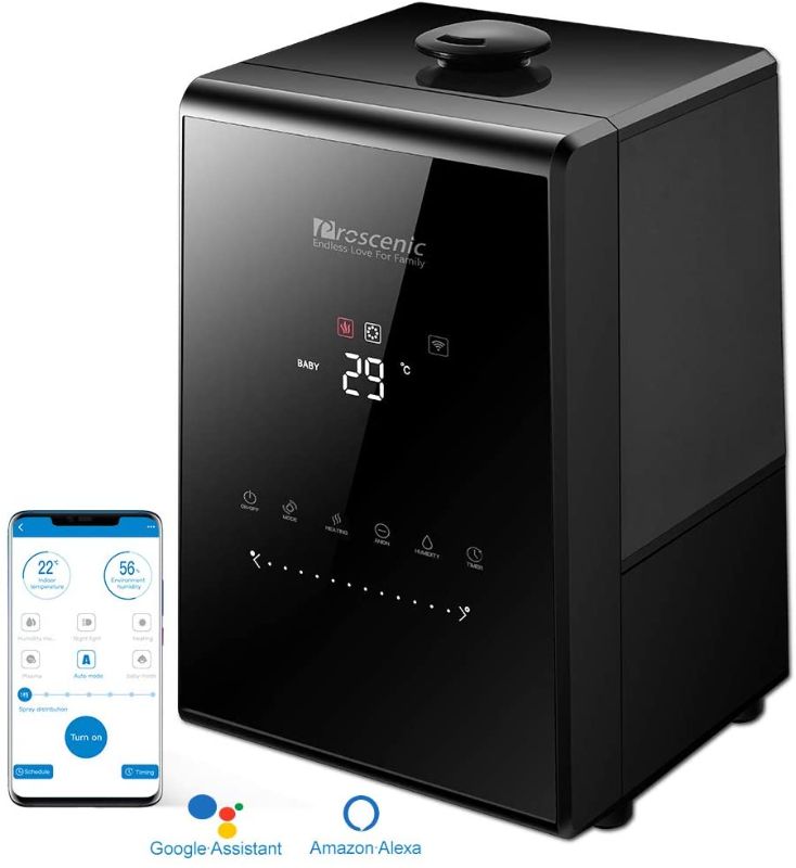 Photo 1 of Proscenic 808C Humidifier, Warm and Cool Mist, Compatible with Alexa/WiFi, 7 Adjustable Speed, Quiet Baby Mode, 5.8L Capacity for Home House Large Living Room Bedroom
