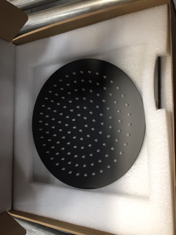 Photo 2 of 1-Spray Patterns with 2.5 GPM 10 in. Wall Mount Round Fixed Shower Head in Matte Black (Valve Included)
