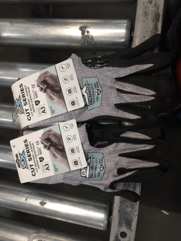 Photo 3 of Large Cut Resistant Gray Breathable Nitrile Work Gloves
