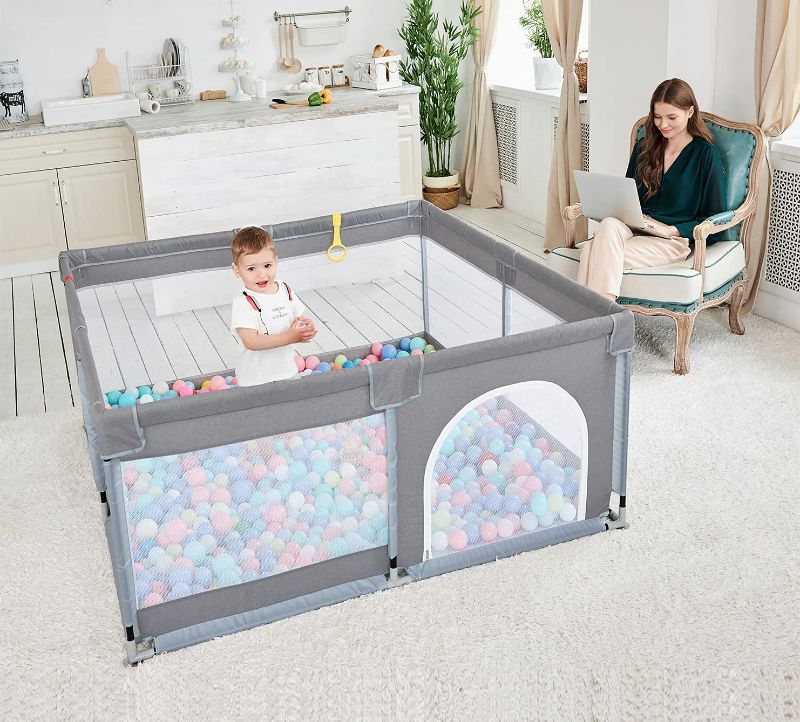 Photo 1 of Baby Playpen for Toddler, Large Baby Play Yard,Prevent Climbing Safe and No Gaps Playpen for Babies,Baby Gate Playpen
