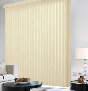 Photo 1 of 2 pack) Crown Alabaster Room Darkening Vertical Blind 3.5 in. Slats (9-Pack) 3.5 in. W x 84 in. L
