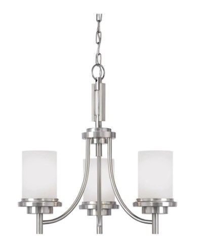 Photo 1 of Winnetka 3-Light Brushed Nickel Transitional Modern Hanging Chandelier
