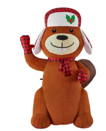 Photo 1 of 7 ft Pre-Lit LED Airblown Plush Fabric Beaver Christmas Inflatable
